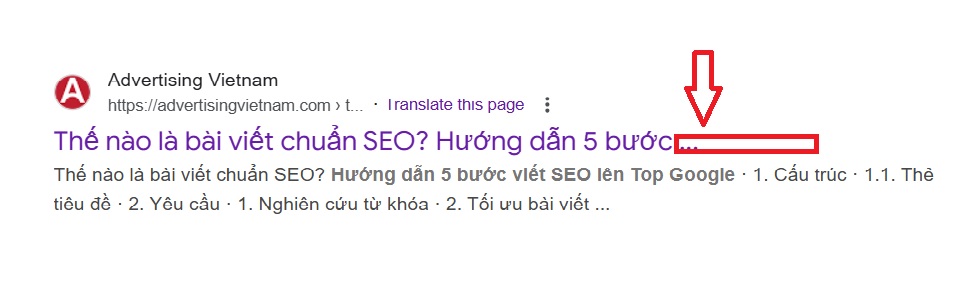 Title (Title Tag) or SEO title is too long (over 60 characters) should be truncated. The excess is replaced by a 3-dot (...)